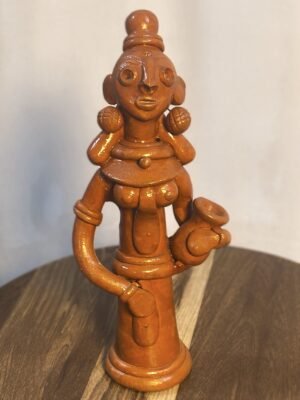 Authentic Bankura Terracotta woman figurine carrying water pitcher